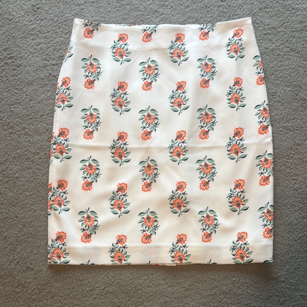 Ann Taylor Factory Orange Pencil Skirt Knee-Length Casual